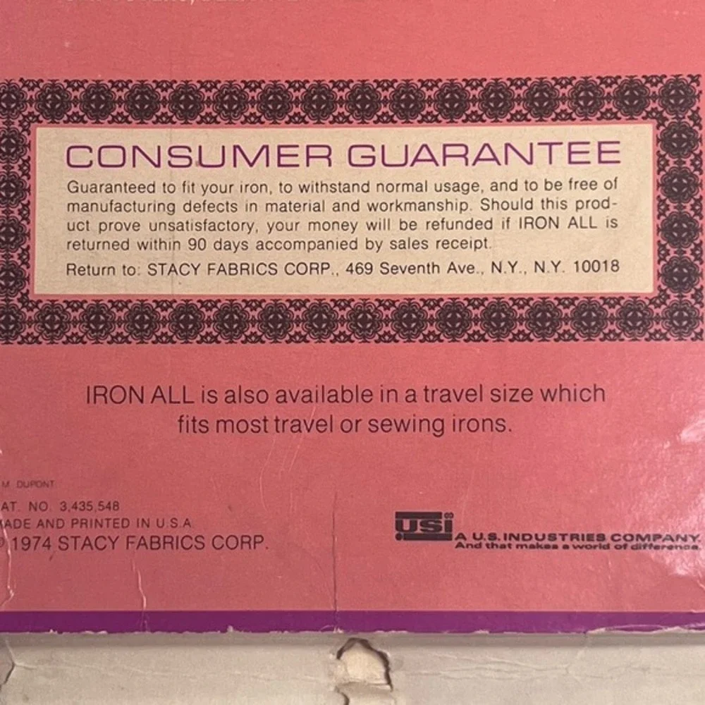 Vtg‎ IRON ALL Cover For Steam Or Dry Irons Attachment Stacy Products 1974